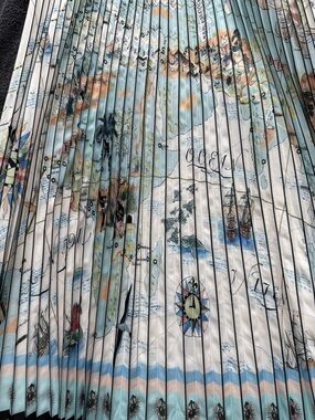 Map-Print Pleated Skirt in Seafoam, Peach & White. NEVER WORN